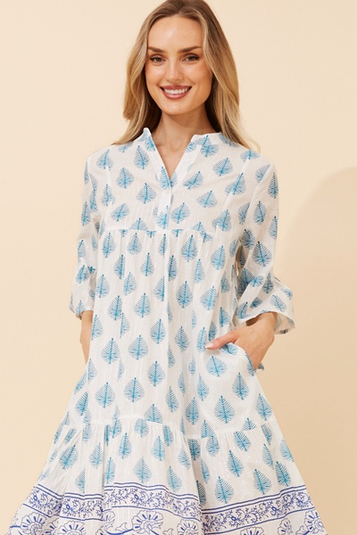 ALIMA BORDER PRINT MIDI DRESS