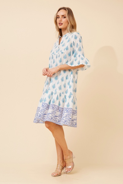 ALIMA BORDER PRINT MIDI DRESS