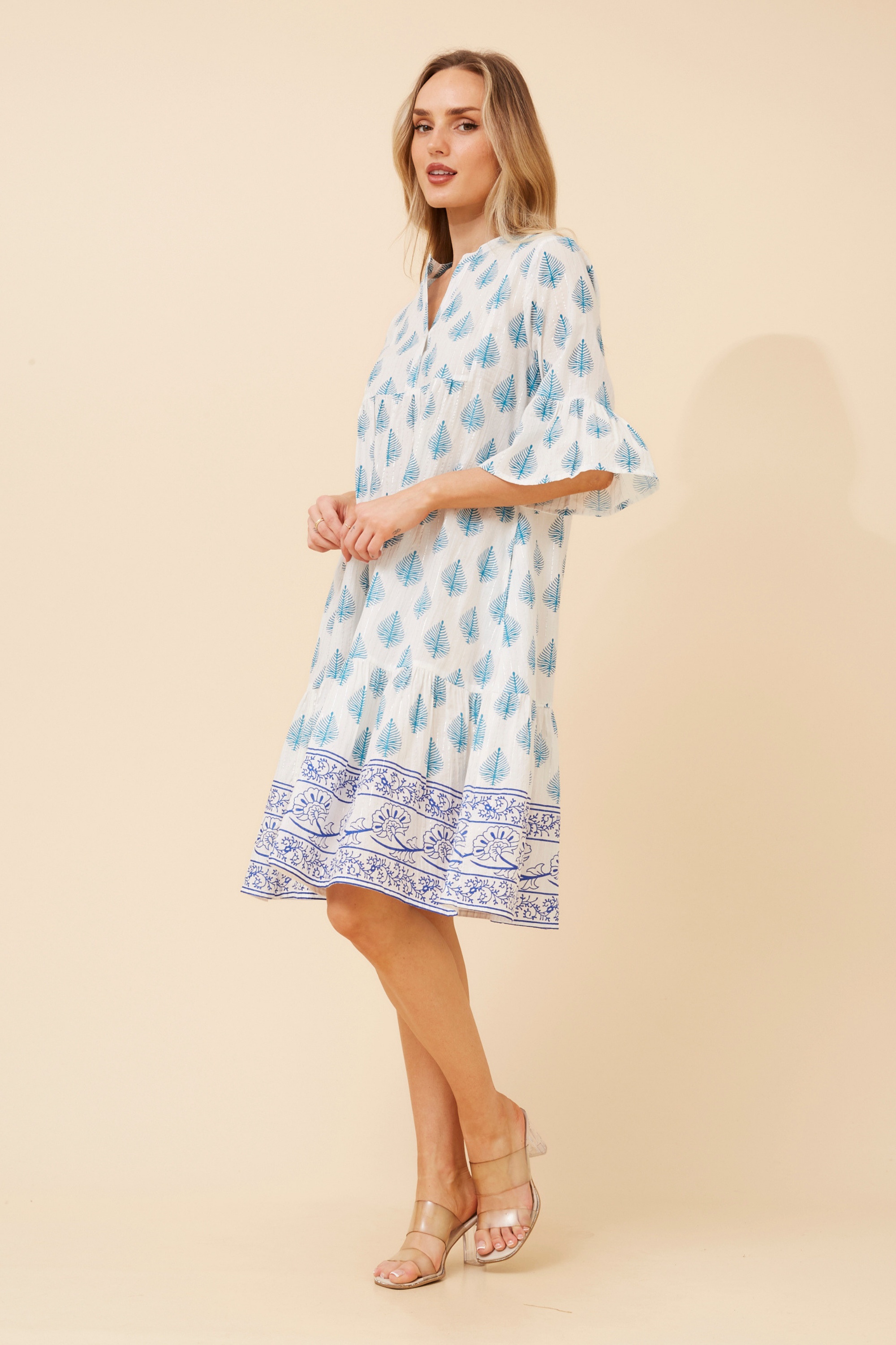ALIMA BORDER PRINT MIDI DRESS