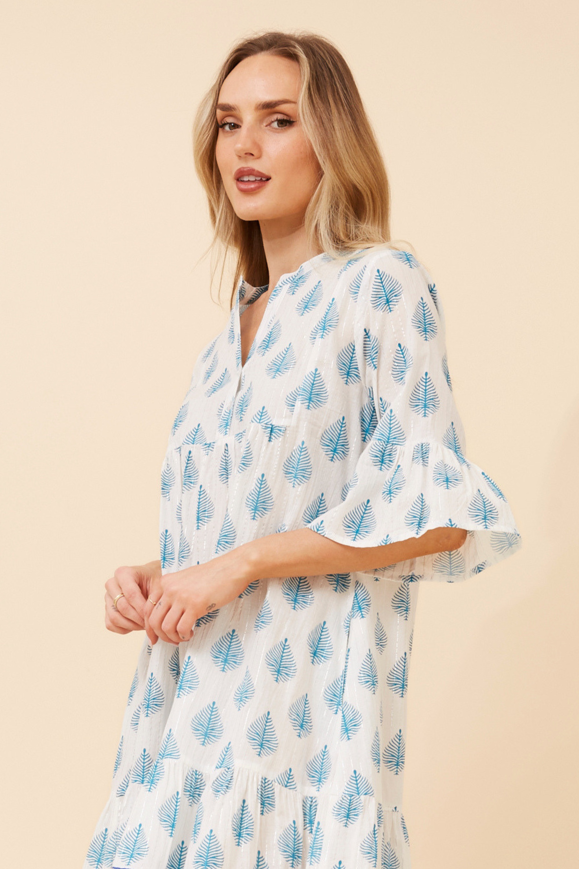 ALIMA BORDER PRINT MIDI DRESS