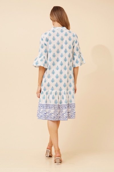 ALIMA BORDER PRINT MIDI DRESS