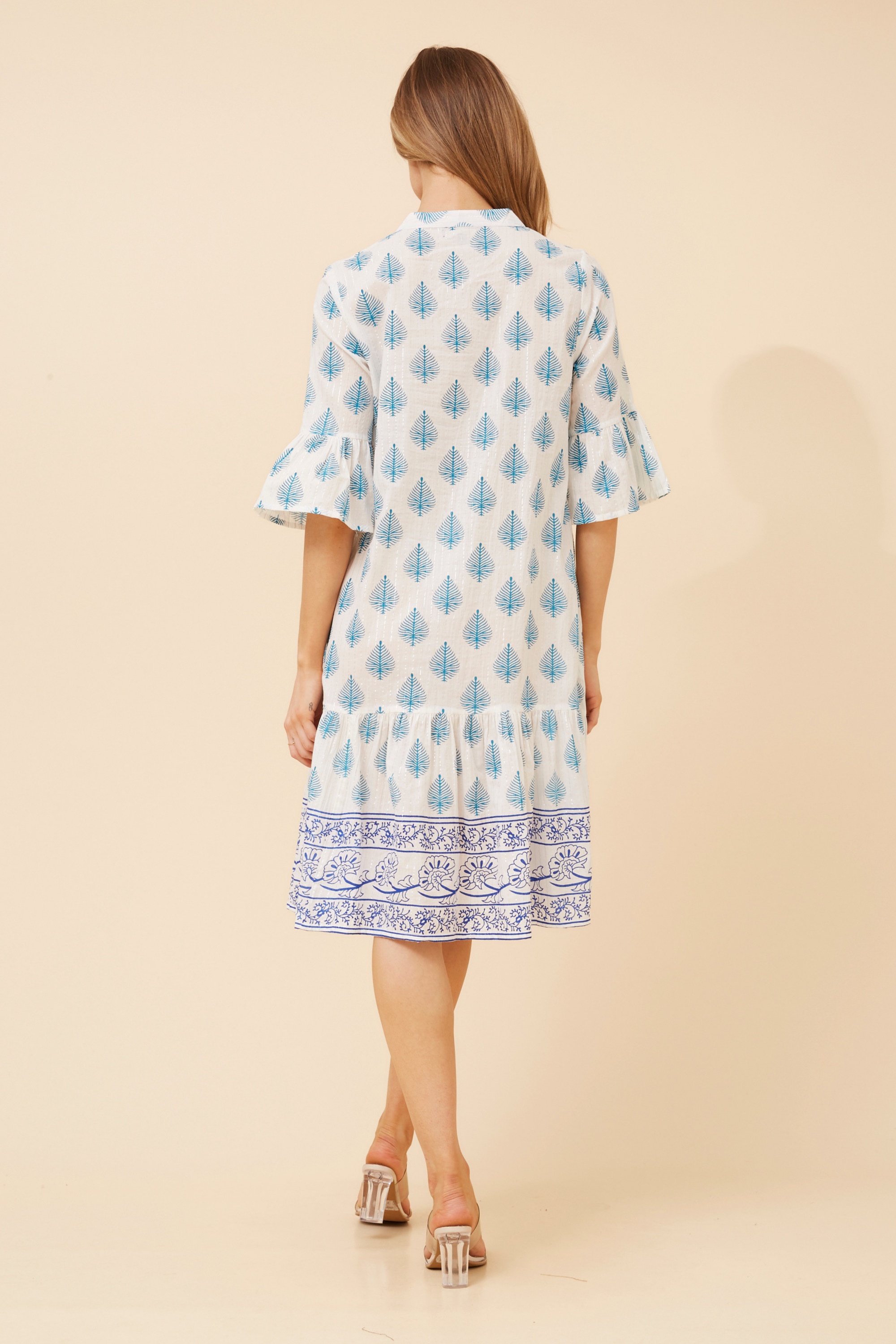 ALIMA BORDER PRINT MIDI DRESS
