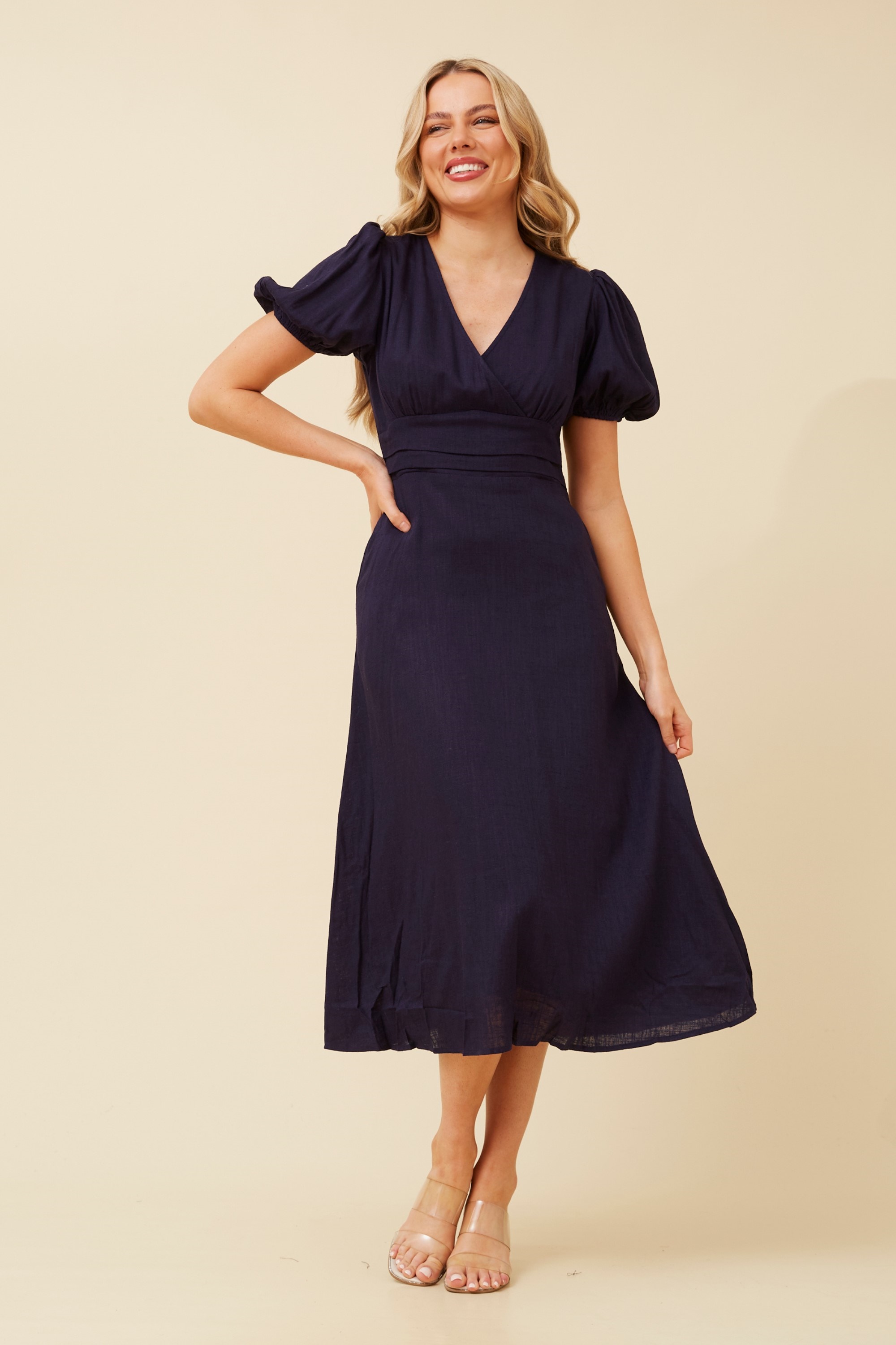 ALINA CROSSOVER MIDI DRESS