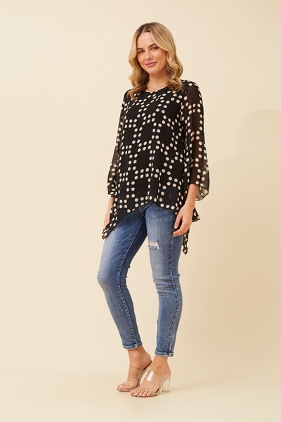 ALISON POLKA DOT ASYMMETRICAL TOP
