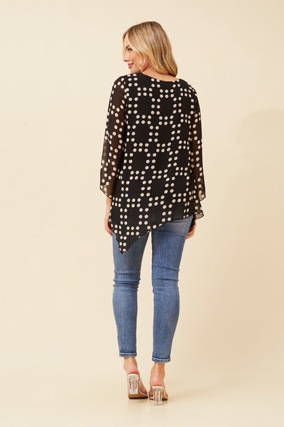 ALISON POLKA DOT ASYMMETRICAL TOP