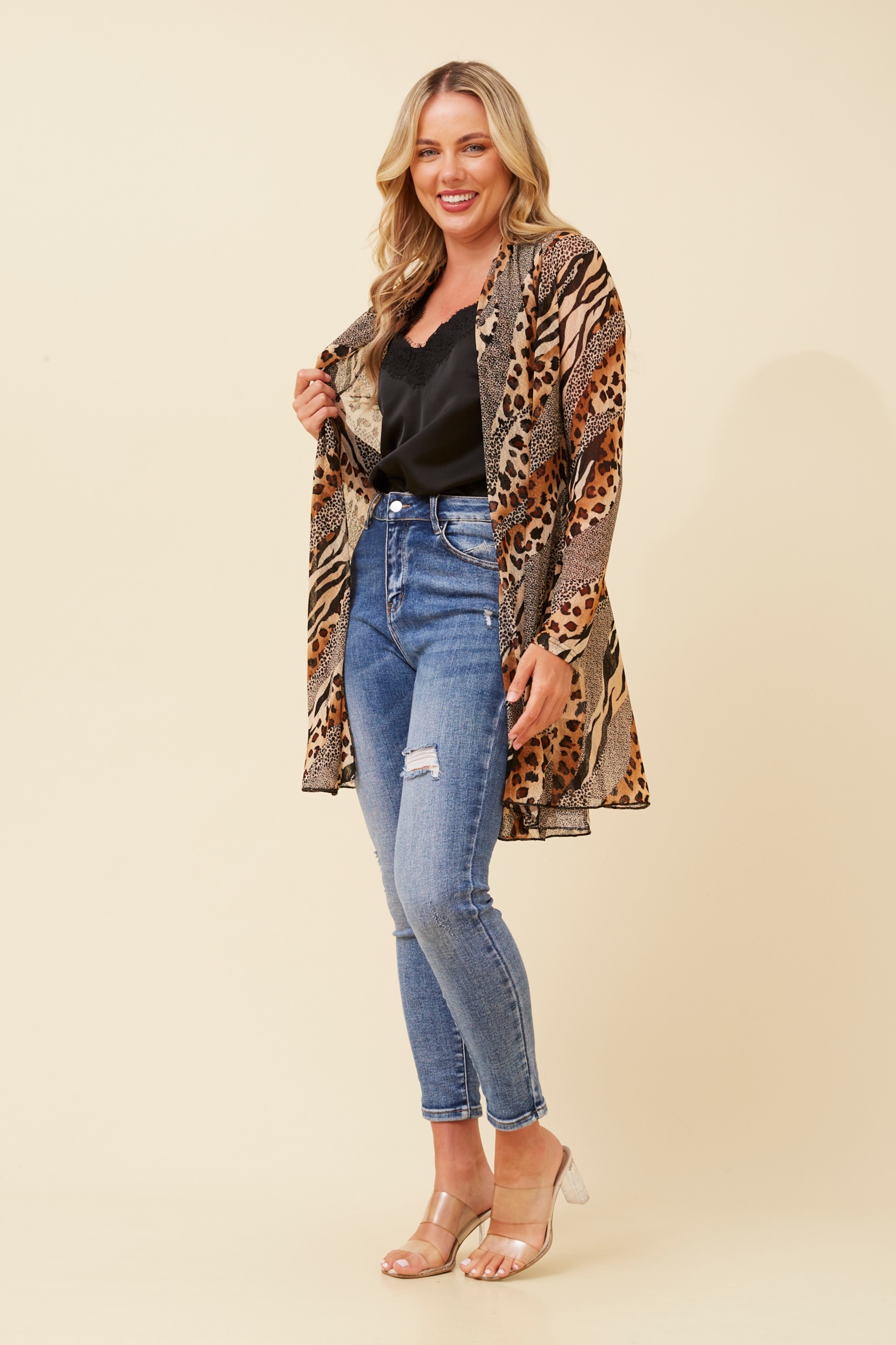 ALITZEL ANIMAL PRINT CARDIGAN