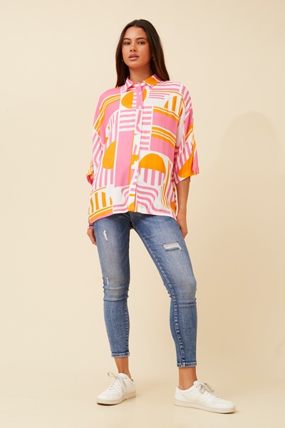 ALIVIA GEOMETRIC PRINT SHIRT