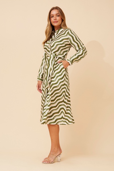 ALLIE STRIPE PRINT SHIRT DRESS