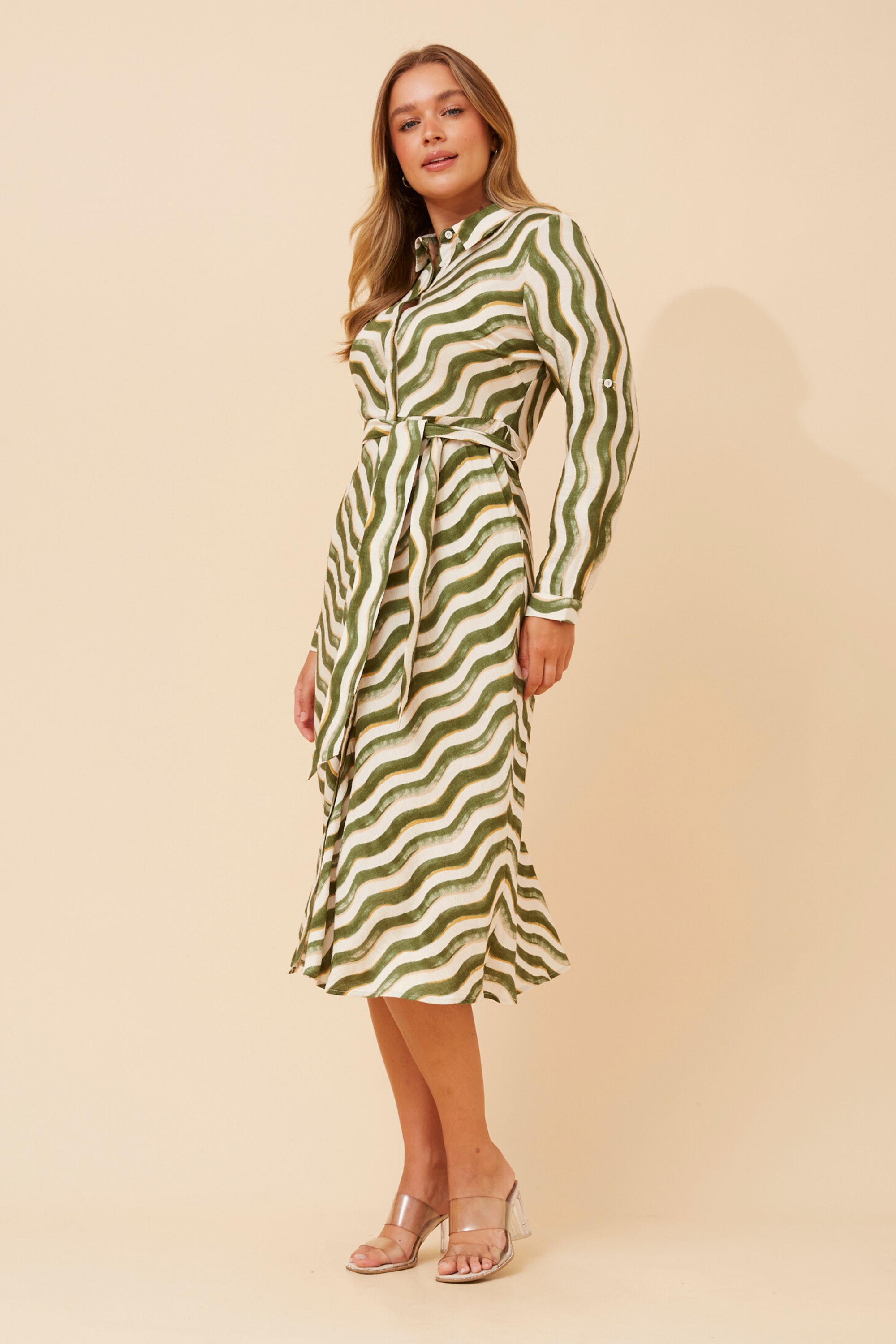 ALLIE STRIPE PRINT SHIRT DRESS