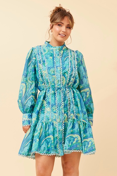 ALURA PAISLEY PRINT SHORT DRESS