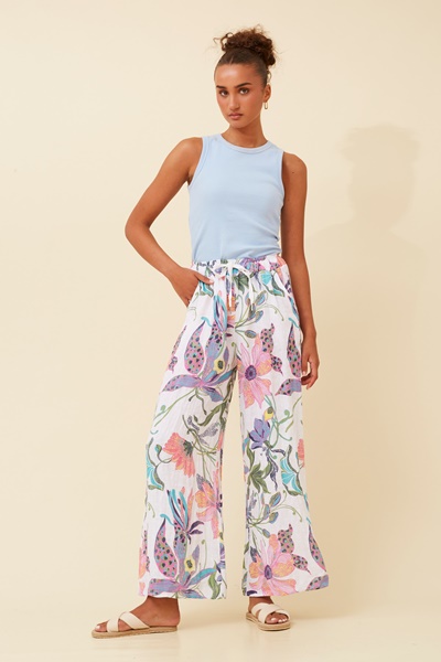 AMADEA FLORAL LINEN PANTS