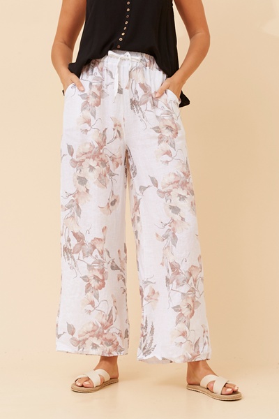 AMADEA FLORAL LINEN PANTS