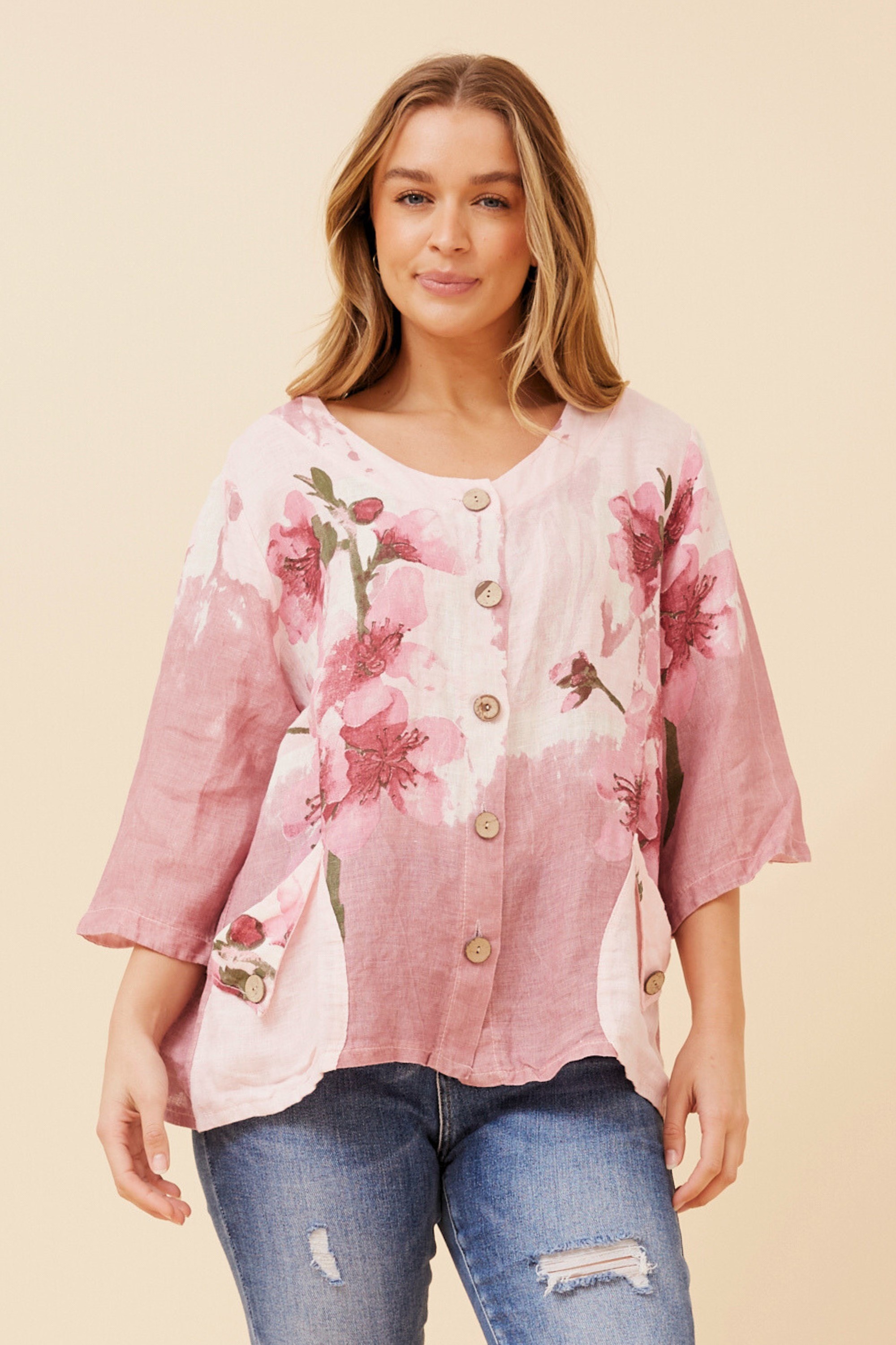 AMADOR FLORAL LINEN TOP