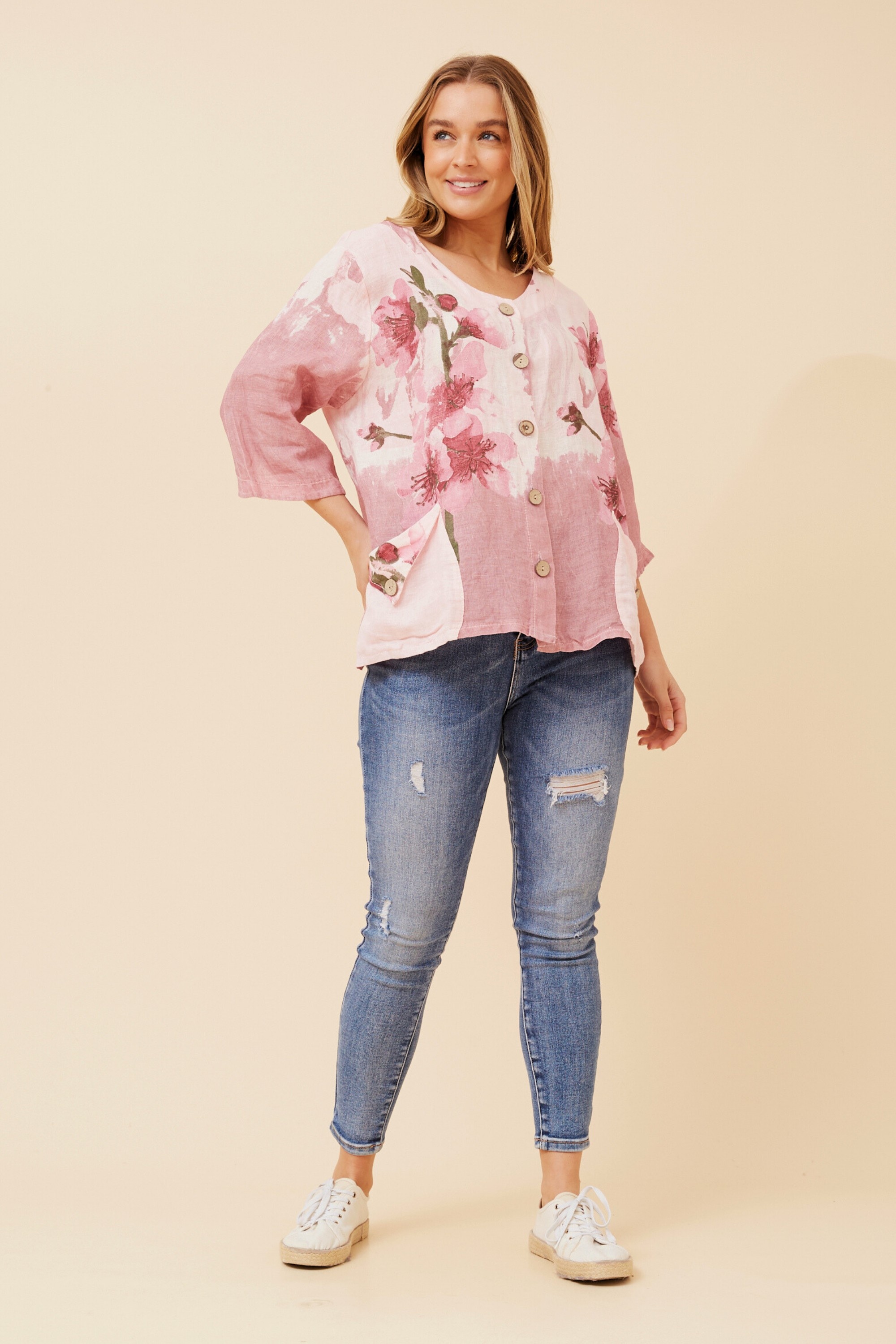 AMADOR FLORAL LINEN TOP
