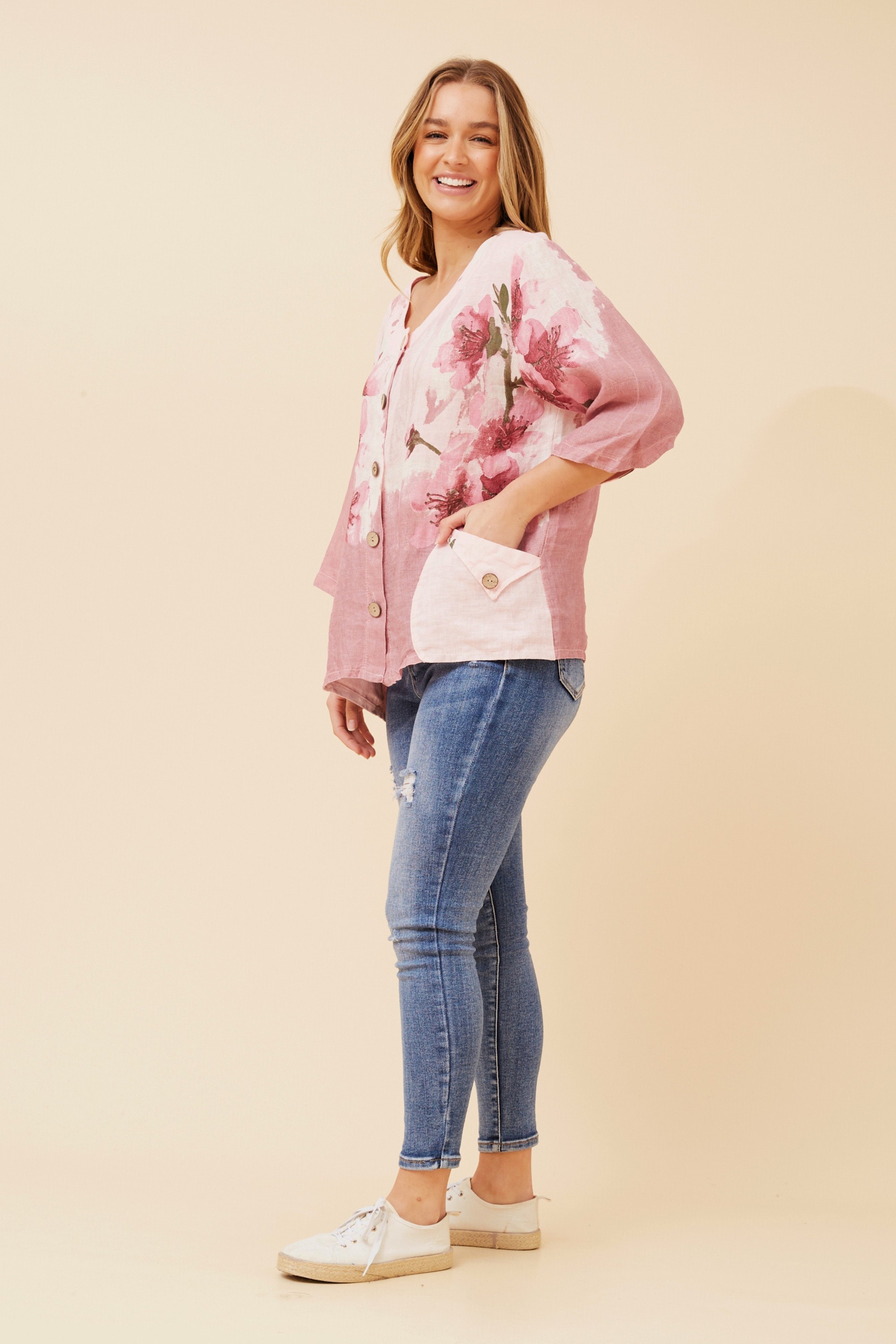 AMADOR FLORAL LINEN TOP