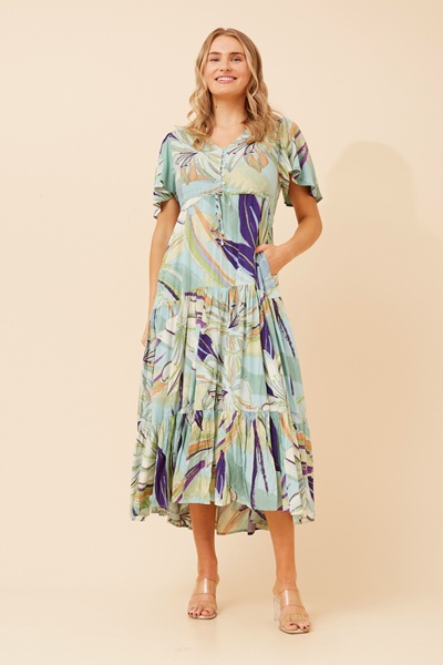 AMALIE TROPICAL PRINT MAXI DRESS