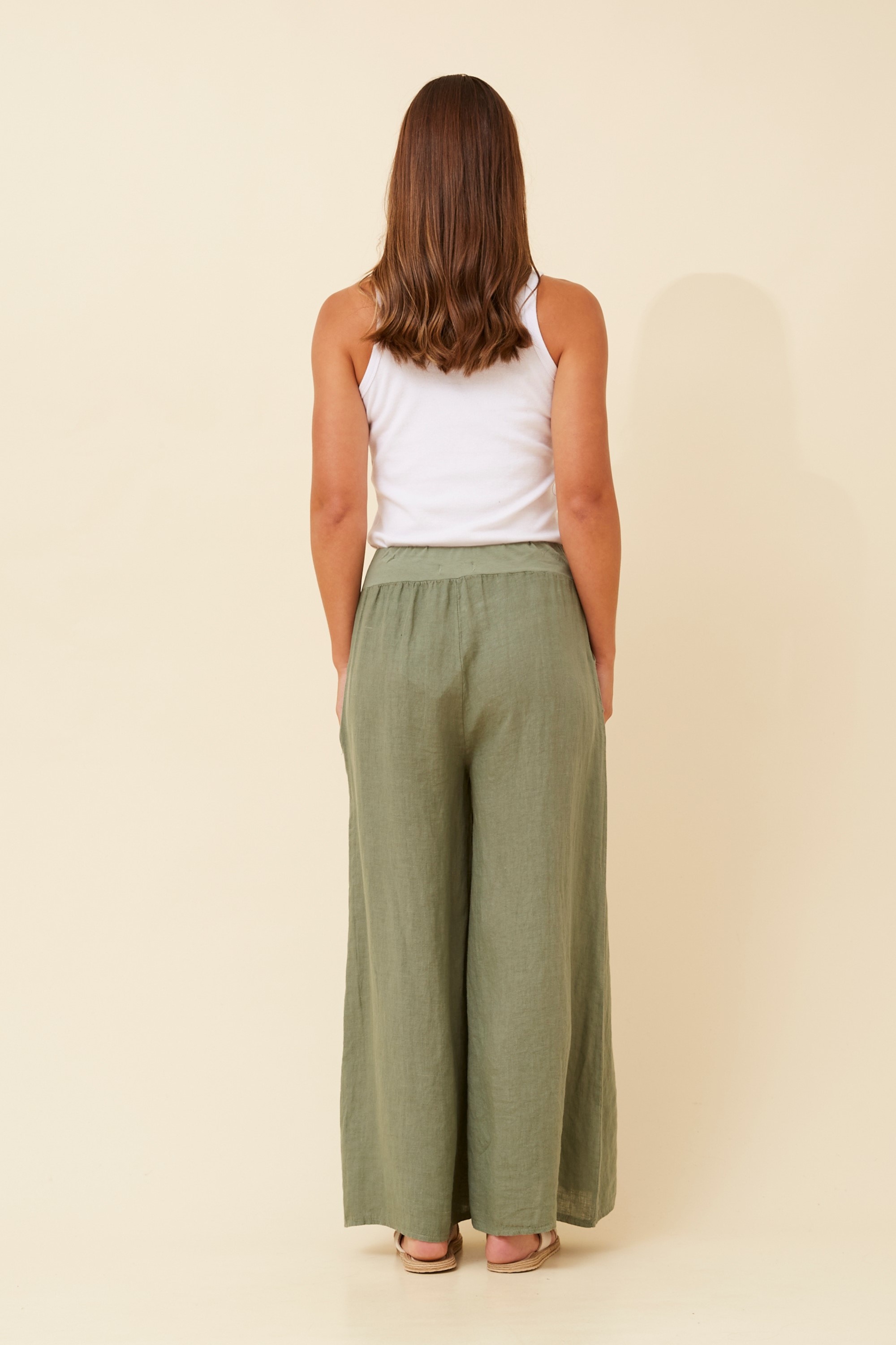 AMILITA WIDE LEG LINEN PANTS