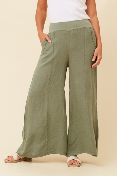 AMILITA WIDE LEG LINEN PANTS