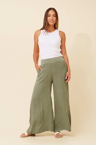 AMILITA WIDE LEG LINEN PANTS