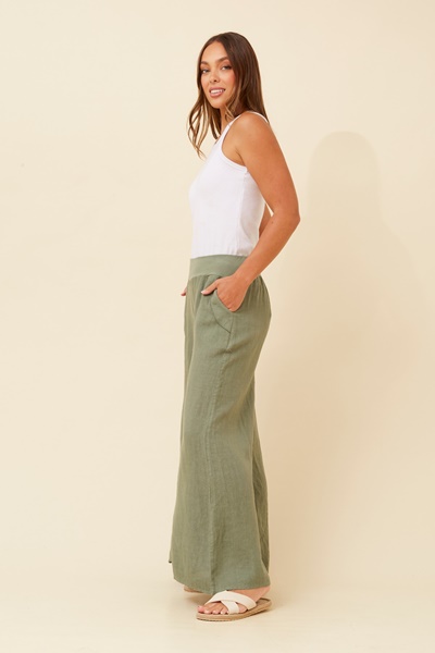 AMILITA WIDE LEG LINEN PANTS
