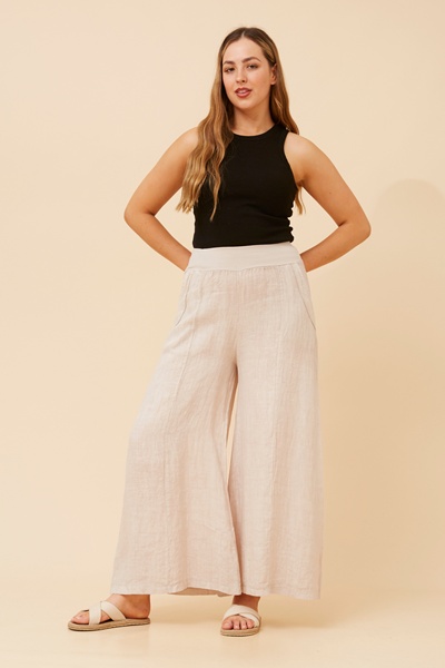 AMILITA WIDE LEG LINEN PANTS