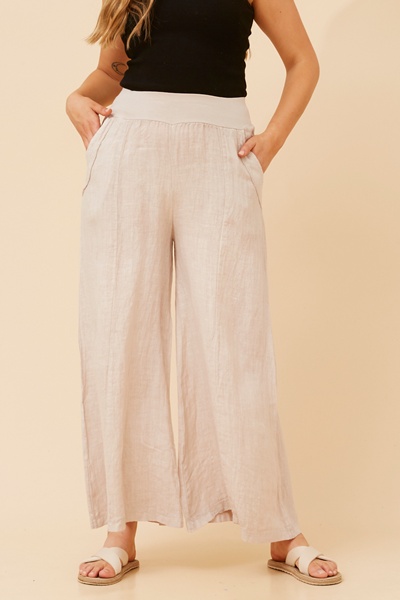 AMILITA WIDE LEG LINEN PANTS