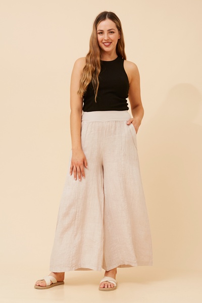 AMILITA WIDE LEG LINEN PANTS