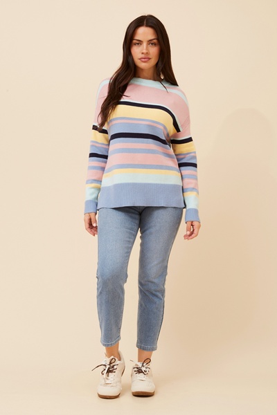AMINTA STRIPE PRINT KNIT PULLOVER