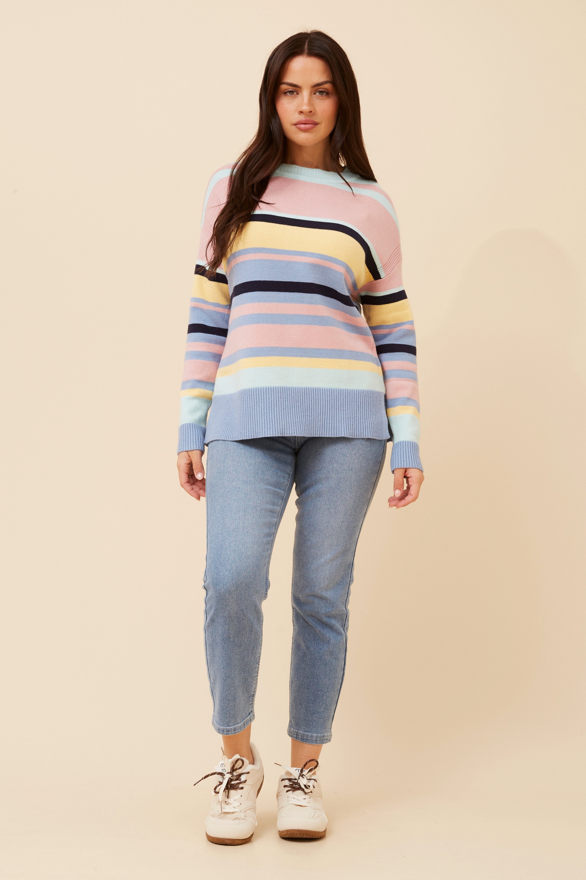 AMINTA STRIPE PRINT KNIT PULLOVER