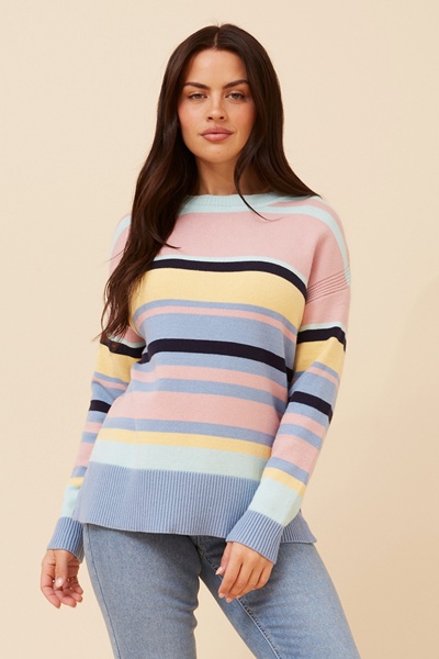AMINTA STRIPE PRINT KNIT PULLOVER