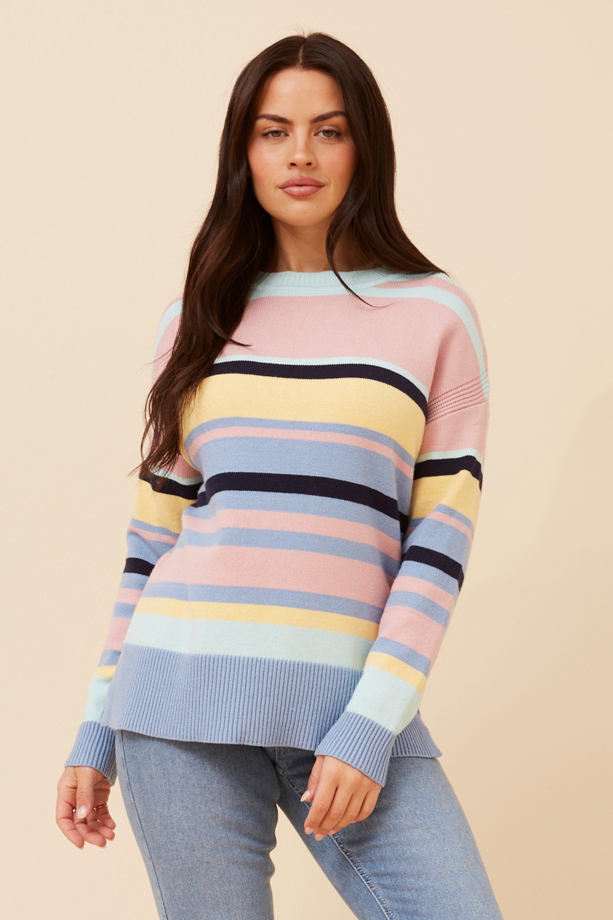 AMINTA STRIPE PRINT KNIT PULLOVER