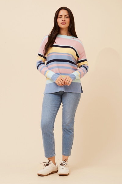 AMINTA STRIPE PRINT KNIT PULLOVER