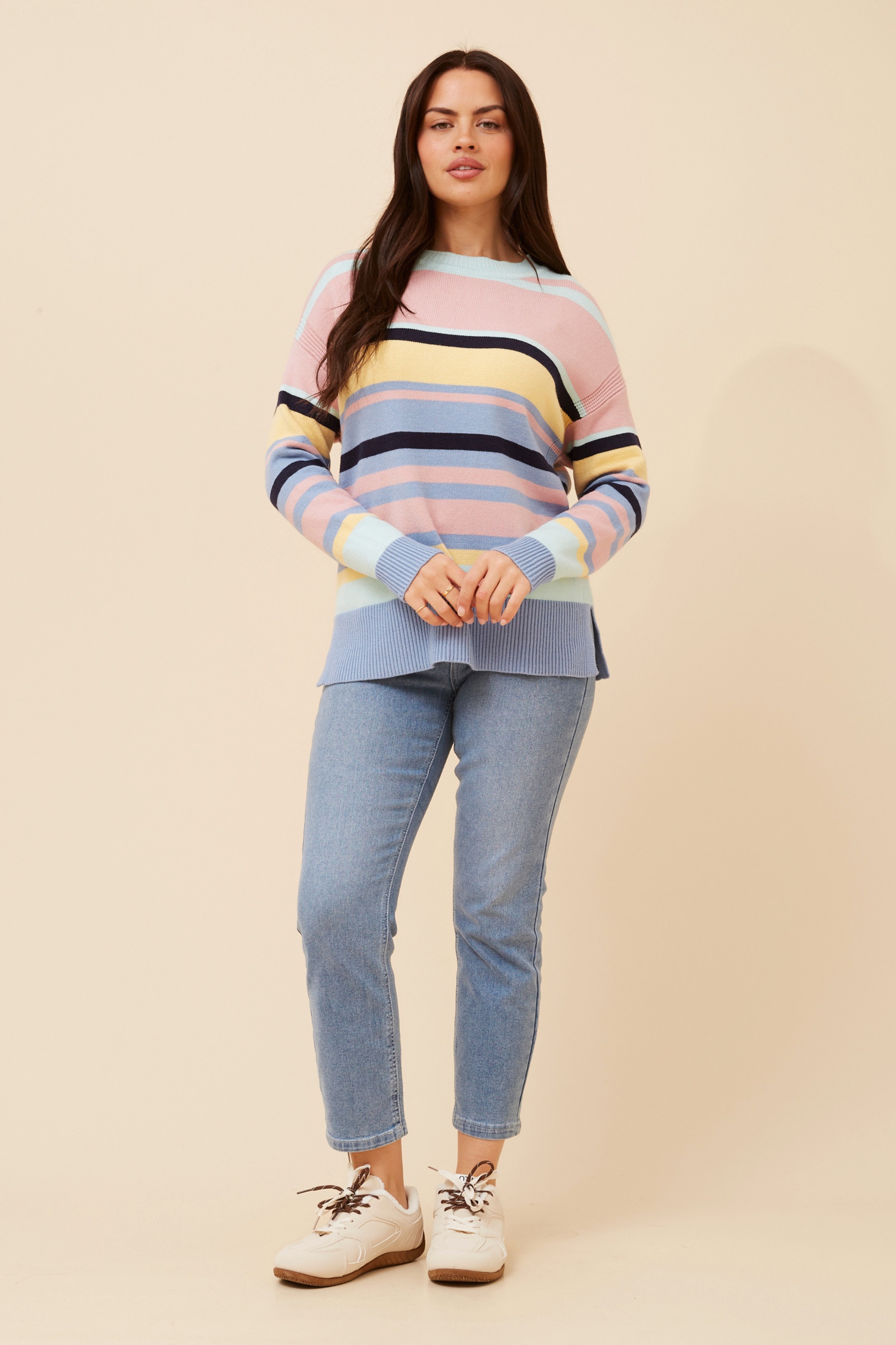 AMINTA STRIPE PRINT KNIT PULLOVER