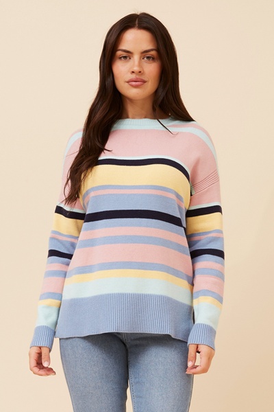 AMINTA STRIPE PRINT KNIT PULLOVER