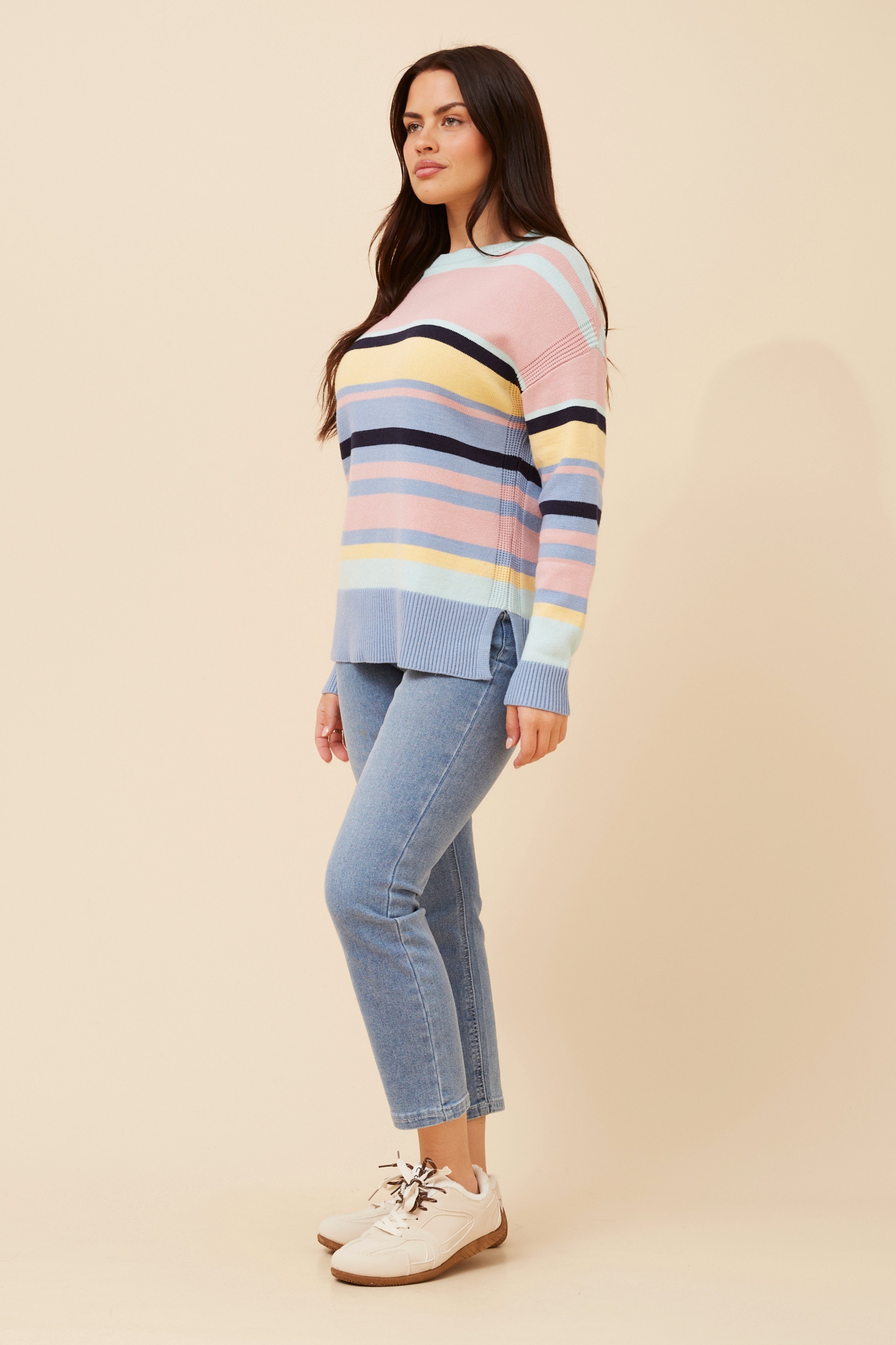 AMINTA STRIPE PRINT KNIT PULLOVER