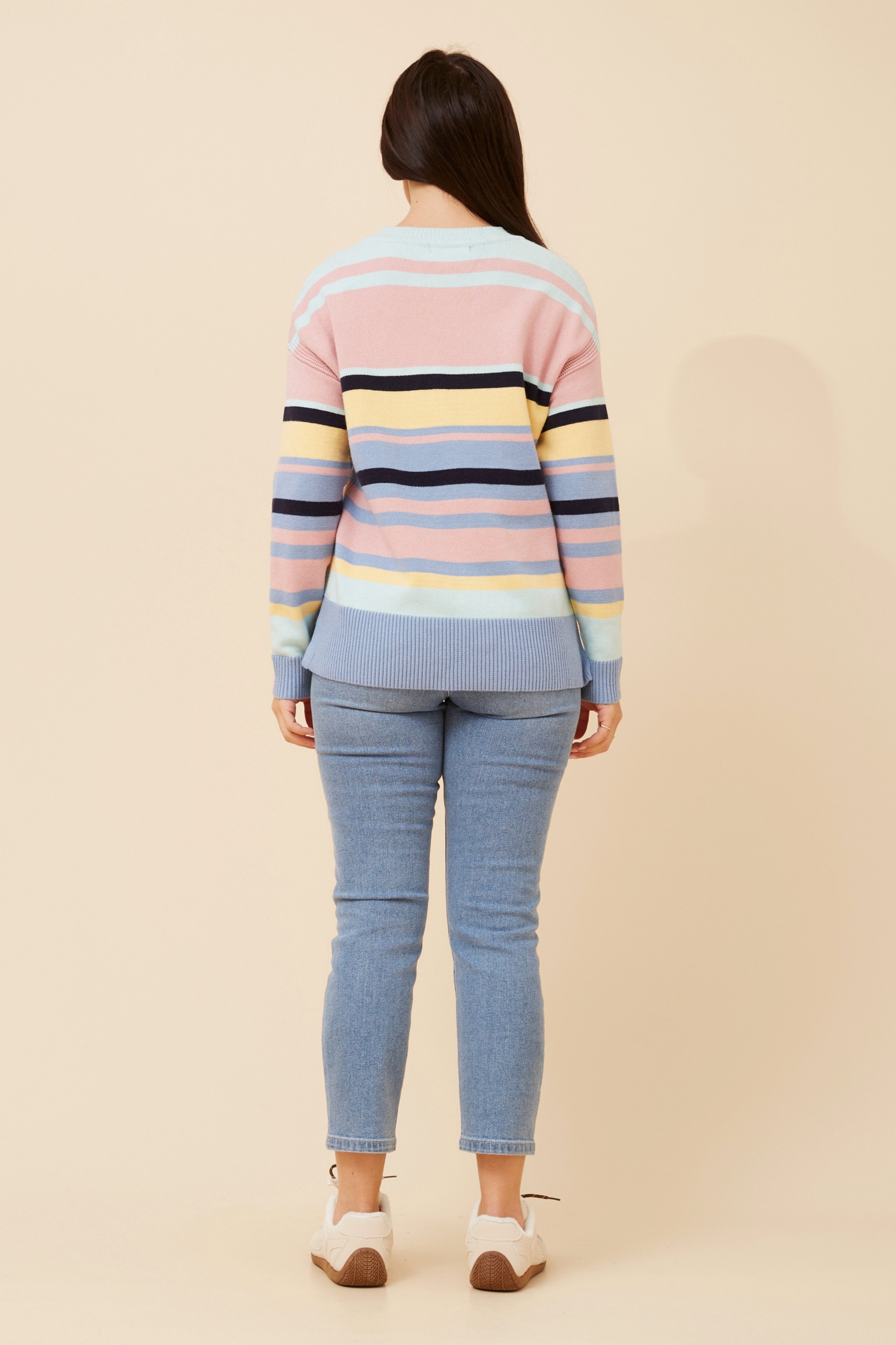 AMINTA STRIPE PRINT KNIT PULLOVER