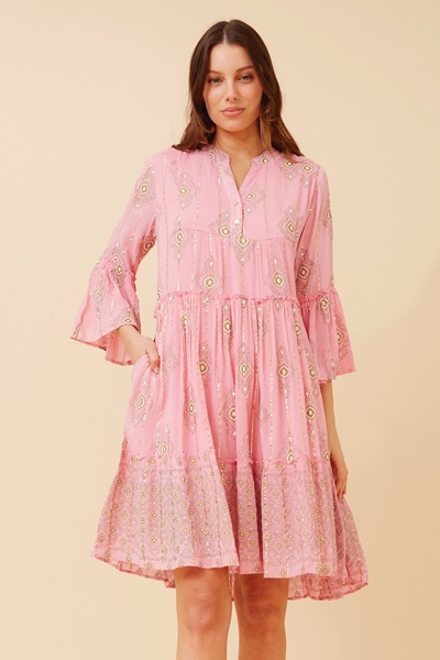 AMIRA JACQUARD BOHO PRINT DRESS