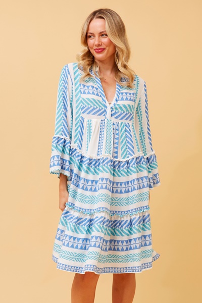 AMIRA JACQUARD BOHO SHORT DRESS