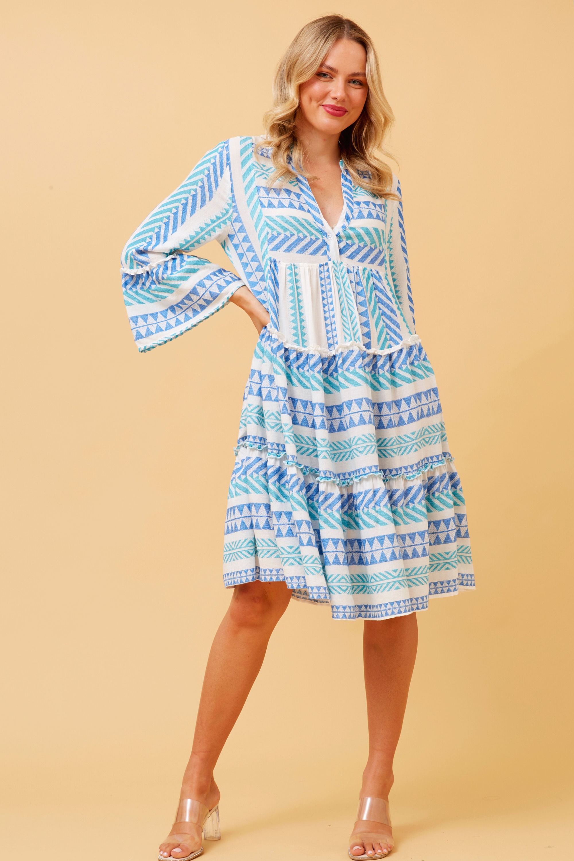 AMIRA JACQUARD BOHO SHORT DRESS