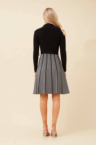 AMRITA FIT AND FLARE KNIT DRESS
