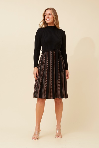 AMRITA FIT AND FLARE KNIT DRESS