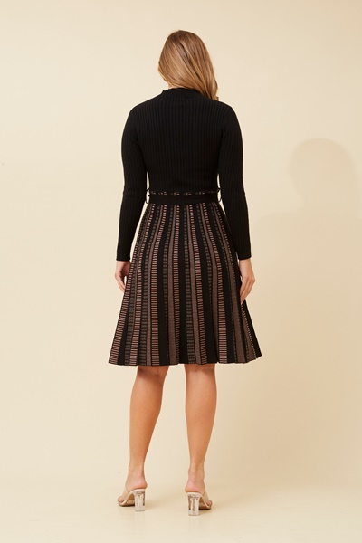 AMRITA FIT AND FLARE KNIT DRESS