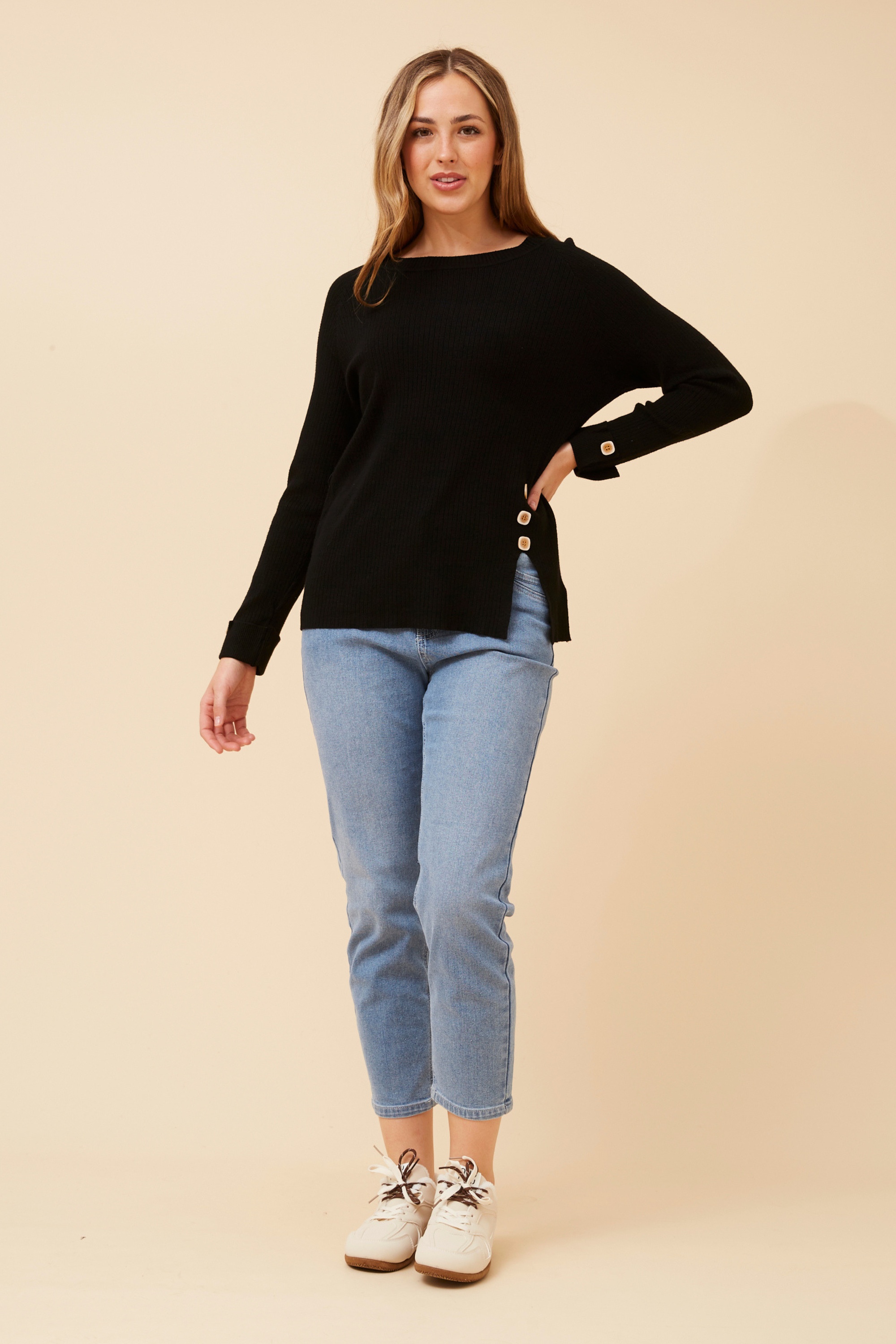 ANA SOLID KNIT PULLOVER