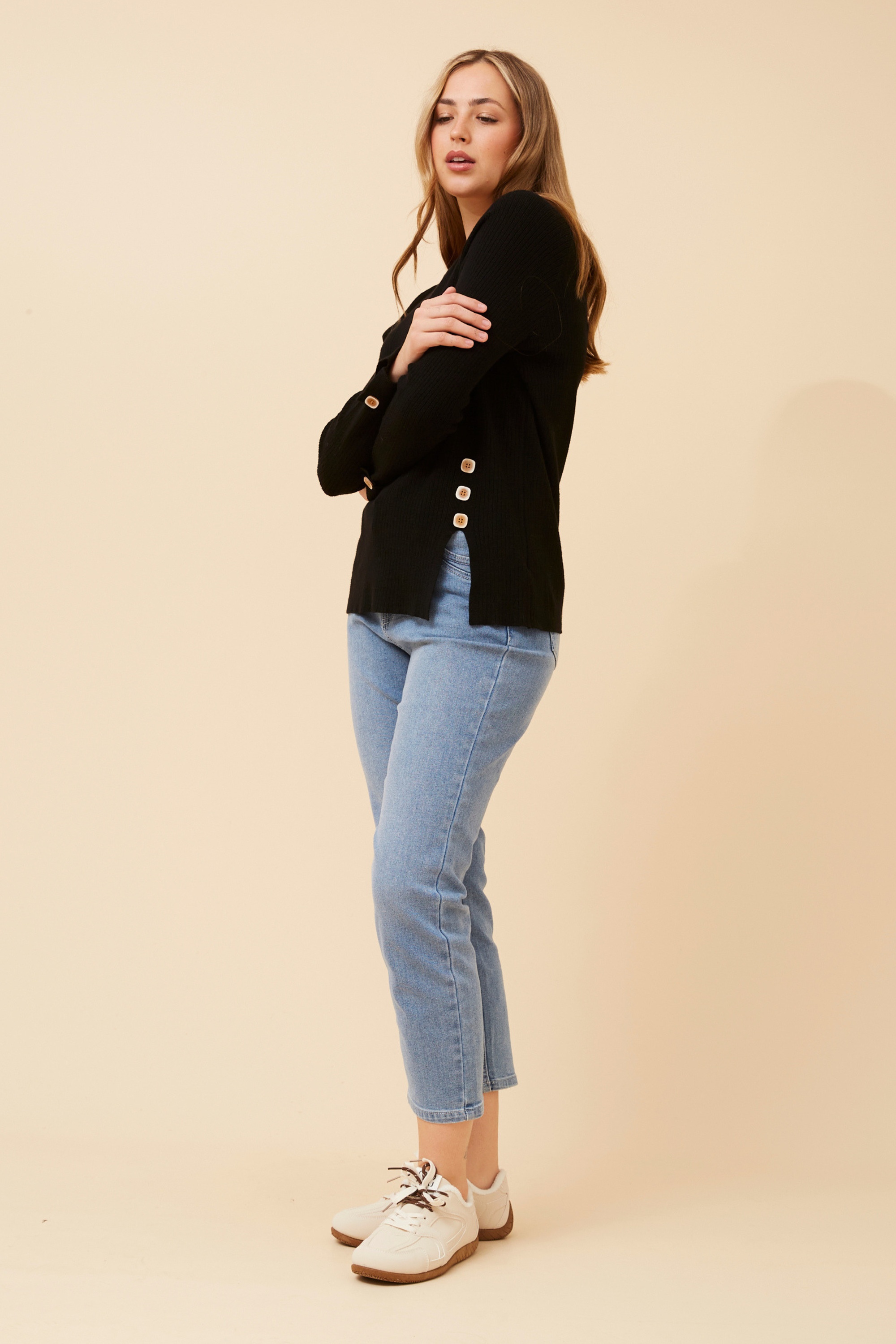 ANA SOLID KNIT PULLOVER