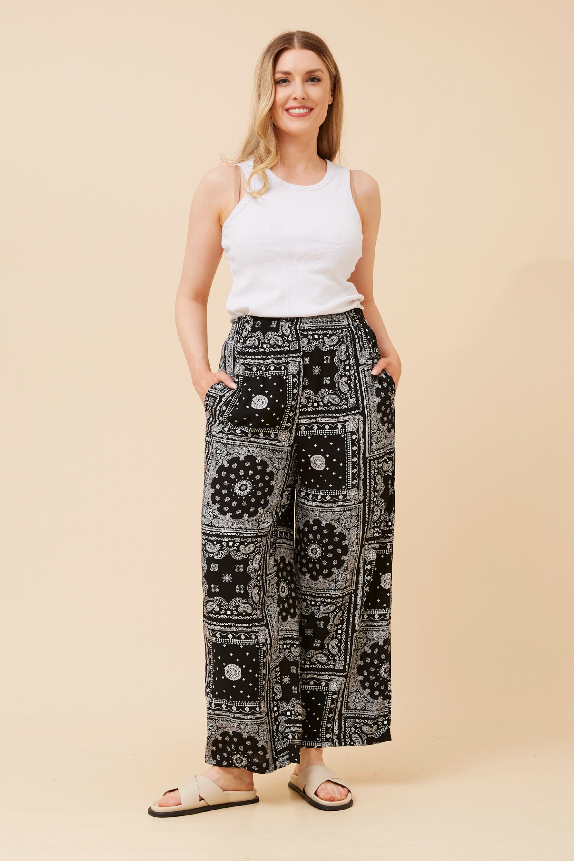 ANCA PATCHWORK PRINT PANTS