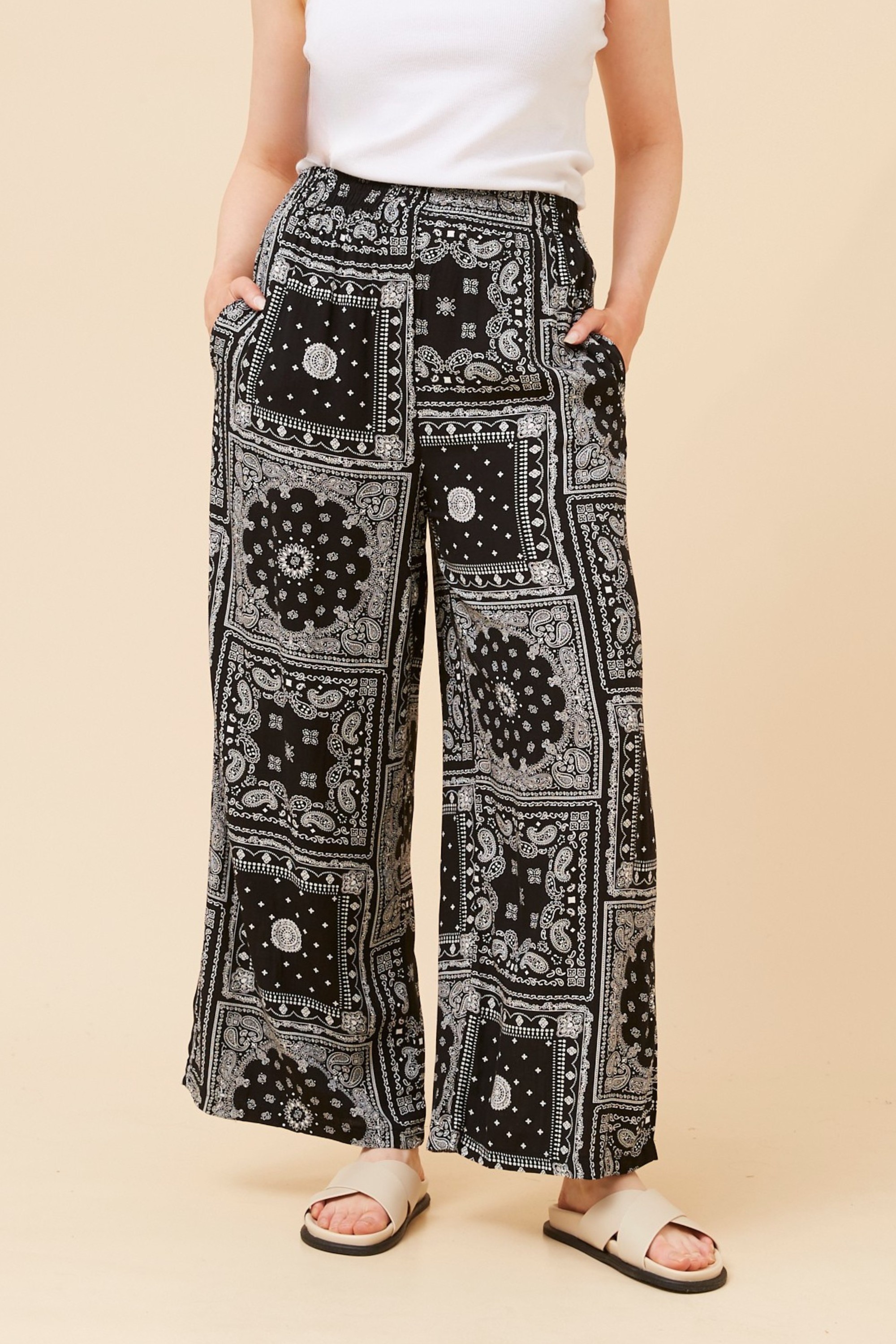 ANCA PATCHWORK PRINT PANTS