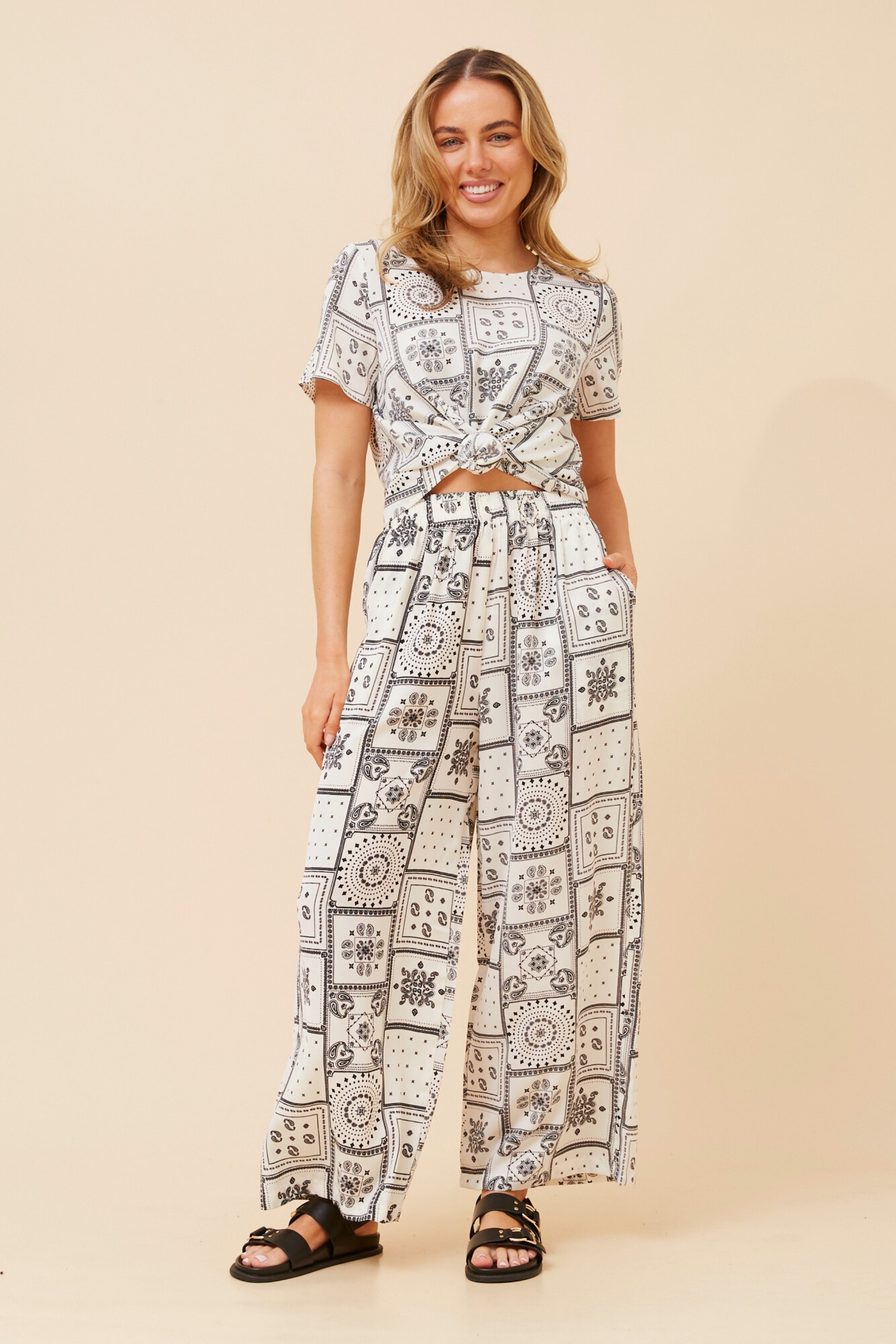 ANCA PATCHWORK PRINT PANTS