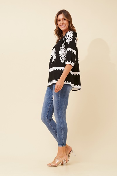 ANDREA BORDER PRINT TOP