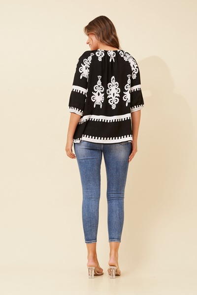 ANDREA BORDER PRINT TOP