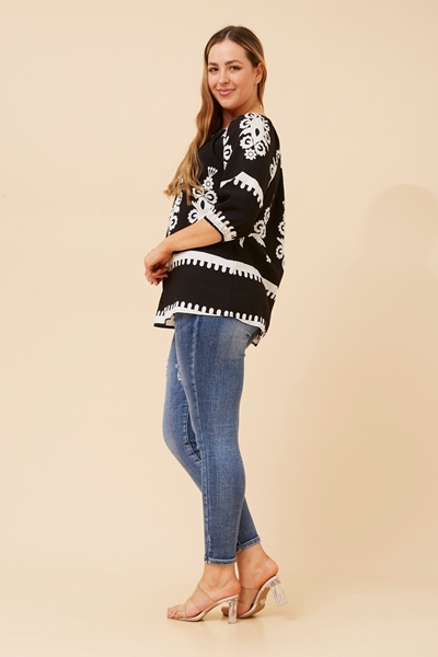 ANDREA BORDER PRINT TOP